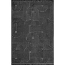 Hali.Net 120x120 cm Antrasit Dizayn Etnik Lüks Çerçeveli Mikrofiber Halı | Yatak Odası Çocuk Odası Salon Halısı | Hav Vermez Leke Tutmaz Çabuk Kuru | DİZAYN-1090A