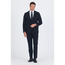 Siyah Düz Gabardin Mono Yaka 2 Düğme 6 Drop Comfort Fit Basic Takım Elbise 1001250010_001