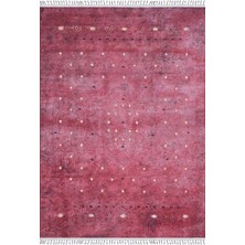 Hali.Net 80x150 cm Kırmızı Bordo Geometrik Vintage Soyut Halı | Salon Mutfak Halısı | Hav Vermez Hipoalerjenik | HALN-HLN5053