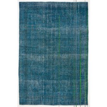 Hali.Net 195x292 cm Mavi Petrol Mavisi Bitkisel Vintage Geleneksel Halı | Salon Yatak Odası Halısı | Hav Vermez | UNİQUE-3258