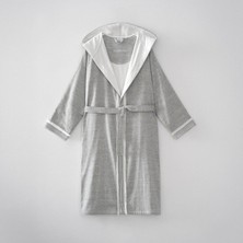 Ecocotton Hasna Erkek Bornoz %100 Organik Pamuk Keten Melanj Antrasit