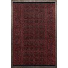 Bespoky 80x150 cm Bordo Antique Modern Yıkanabilir Halı | Mutfak Balkon Yatak Odası Halısı | Leke Tutmayan Kaymaz | F_ANTİQUE-2014
