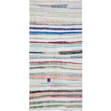 Hali.Net 152x318 cm Kahverengi Krem Geometrik Bohem Çizgili Halı | Salon Yatak Odası Halısı | Hav Vermez | UNİQUE-31906