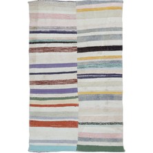 Teselya Bej Çizgili Yün Modern Desenli Yün Hav Toz Vermez Leke Tutmayan Salon Yolluk Mutfak El Dokuma Halı