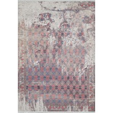 Bandaranzali Mavi Göbekli Etnik Modern Desenli Makinada Yıkanabilir Hav Toz Vermez Leke Tutmayan Kaymaz Taban Dijital Makine Baskı Salon Yolluk Mutfak Halı