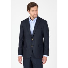 Lacivert Düz Gabardin Mono Yaka 2 Düğme 4 Drop Comfort Fit Basic Ceket 1002250005_206