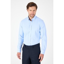 Koyu Mavi Uzun Kol Düğmeli Yaka Cepsiz Performans Ürün Slim Fit  Gömlek 1004250270