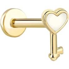 Beyaz Kalp Anahtar Tragus Piercing