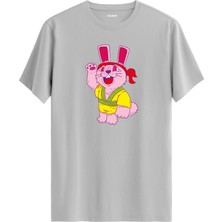 Tavşan Karakter Baskılı Sarı Kostümlü Eğlenceli Unisex Tişört  Sokak Modası