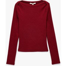Pamuklu Uzun Kollu Bisiklet Yaka Slim Fit Tişört