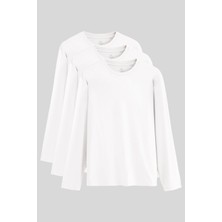Standart Fit Basic O Yaka  3lü Paket Beyaz Erkek T-Shirt  87997
