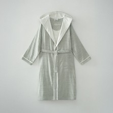 Ecocotton Hasna Erkek Bornoz %100 Organik Pamuk Keten Melanj Haki