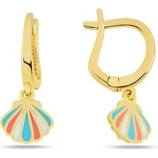 Sallantılı Renkli Deniz Kabuğu Çocuk Küpesi