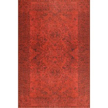 Hali.Net 75x150 cm Kırmızı Dikdörtgen Klasik Etnik Çerçeveli Halı | Mutfak Balkon Salon Halısı | Hav Vermez Leke Tutmaz | BA50-DİKDÖRTGEN