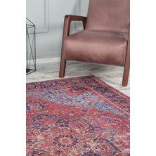 Artloop Blues Vintage Desenli Dokuma Taban Dekoratif Bordo Halı (Al 162)