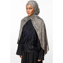 Mooncorn Henna Desen Çift Taraflı Şal Siyah-Bej