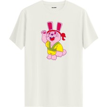  Havuç ve Tavşan Karakter Baskı %100 Pamuk Premium Kumaş Tişört