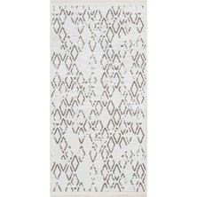 Bespoky 80x150 cm Krem Asil Modern Etnik Yıkanabilir Halı | Mutfak Balkon Yatak Odası Halısı | Leke Tutmayan Kaymaz | ASİL-8318S