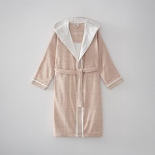 Ecocotton Hasna Kadın Bornoz %100 Organik Pamuk Keten Melanj Terra