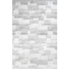 Hali.Net 80x150 cm Gri Beyaz Soyut Modern Geometrik Halı | Salon Mutfak Halısı | Hav Vermez Leke Tutmaz | 4010B-GRİ
