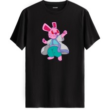 Tavşan Karakter Baskılı %100 Pamuk Eğlenceli Sokak Modası Unisex Tişört