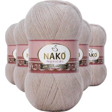 Nako 5 Adet Angora Lüks El Örgü Ipi Pembeli Gri 3079