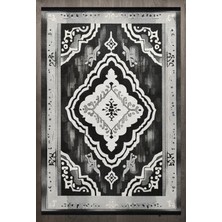  Göbekli Antrasit Pamuk Dikdörtgen Modern Desenli Pamuk Makinada Yıkanabilir Hav Toz Vermez Leke Tutmayan Kaymaz Taban Dijital Makine Baskı Salon Yolluk Mutfak Halı