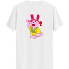 Tavşan Karakter Baskılı Sarı Kostümlü Eğlenceli Unisex Tişört  Sokak Modası