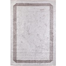 Bespoky 80x150 cm Bej Açık Gri Soyut Modern Mermer dokusu Yıkanabilir Halı | Yatak Odası Mutfak Halısı | Leke Tutmayan, Kaymaz | HALN-HLN1509
