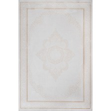Hali.Net 80x150 cm Krem Bej Bitkisel Klasik Medalyonlu Halı | Salon Mutfak Halısı | Hav Vermez Leke Tutmaz | STN_OTTOWA-005A