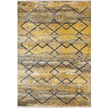 Bespoky 80x150 cm Sarı Modern Etnik Yıkanabilir Halı | Mutfak Balkon Yatak Odası Halısı | Leke Tutmayan Kaymaz | HALN-HLN1181