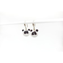 Hanecambaz Panda Küpe El Yapımı Murano Cam