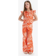 DeFacto Wide Leg Geniş Paça Desenli Beli Lastikli Pamuklu Pantolon Kız Çocuk D7610A825SM