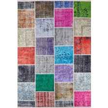 Xian Pembe Patchwork Etnik Modern Desenli Makinada Yıkanabilir Hav Toz Vermez Leke Tutmayan Kaymaz Taban Dijital Makine Baskı Salon Yolluk Mutfak Halı