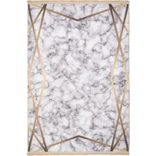 Spijkenisse Mermer Beyaz Polyester Dikdörtgen Modern Desenli Pamuk Makinada Yıkanabilir Hav Toz Vermez Leke Tutmayan Kaymaz Taban Dijital Makine Baskı Salon Yolluk Mutfak Halı