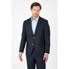 Lacivert Düz Gabardin Mono Yaka 2 Düğme 4 Drop Comfort Fit Basic Ceket 1002250006_206