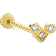 Nokta & Kare Taşlı Tragus Piercing