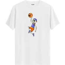 Basketbol Iskelet Tasarımlı Eğlenceli Streetwear %100 Pamuk Premium Kumaş T-Shirt