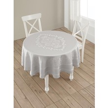 Pano Jakarlı Caramel Yuvarlak Masa Örtüsü