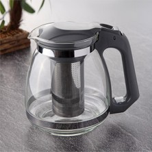 Gri Tohana Süzgeçli Cam Demlik 1500 ml Isıya Dayanıklı 304 Çelik Süzgeç ile Kolay Temizleme