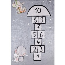 Soria Figürlü Gri Polyester Kare Modern Desenli Pamuk Makinada Yıkanabilir Hav Toz Vermez Leke Tutmayan Kaymaz Taban Dijital Makine Baskı Salon Yolluk Mutfak Halı