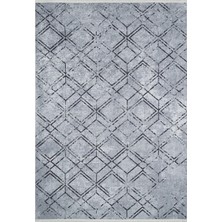 Bespoky 80x150 cm Gri Modern Etnik Yıkanabilir Halı | Mutfak Balkon Yatak Odası Halısı | Leke Tutmayan Kaymaz | HALN-HLN1858