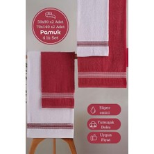 Karna Home Elvin 4'lü Banyo Havlusu Seti Pamuk + Polyester 50X90 cm ve 70X140 cm Yumuşak Doku