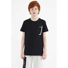 Tommy Life Lacivert Cep Detaylı O Yaka Standart Kalıp Erkek Çocuk T-Shirt - 11120