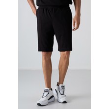 Tommy Life Siyah Pamuklu Kalın Yumuşak Dokulu Comfort Fit Basic Erkek Şort - 81261