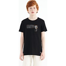 Tommy Life Siyah Baskı Detaylı O Yaka Standart Kalıp Erkek Çocuk T-Shirt - 11145