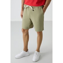 Air Jones Açık Çağla Pamuklu Kalın Yumuşak Dokulu Comfort Fit Basic Erkek Şort - 81274