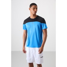 Tommy Life Saks Nefes Alan Dokulu İnce Esnek Standart Fit Erkek Performans T-Shirt - 88386