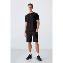 Tommy Life Siyah Pamuklu Yumuşak Dokulu Standart Fit Baskılı Erkek Şortlu Takım - 85243