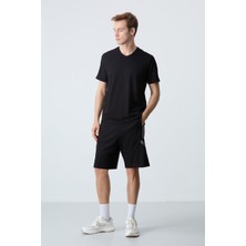 Air Jones Siyah Pamuklu Kalın Yumuşak Dokulu Standart Fit Basic Erkek Şort  - 81281